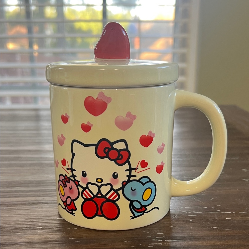 Hello Kitty Cream Mug with Pink & Red Heart Accents
